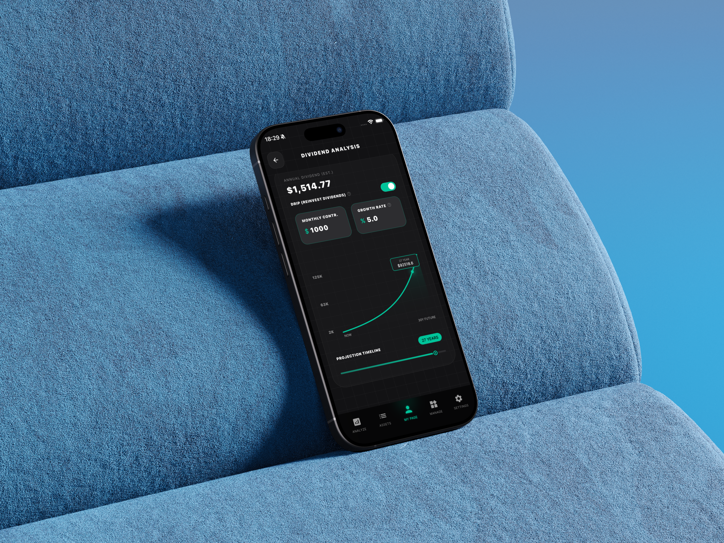 DRIP dividend reinvestment simulator for long-term wealth projection