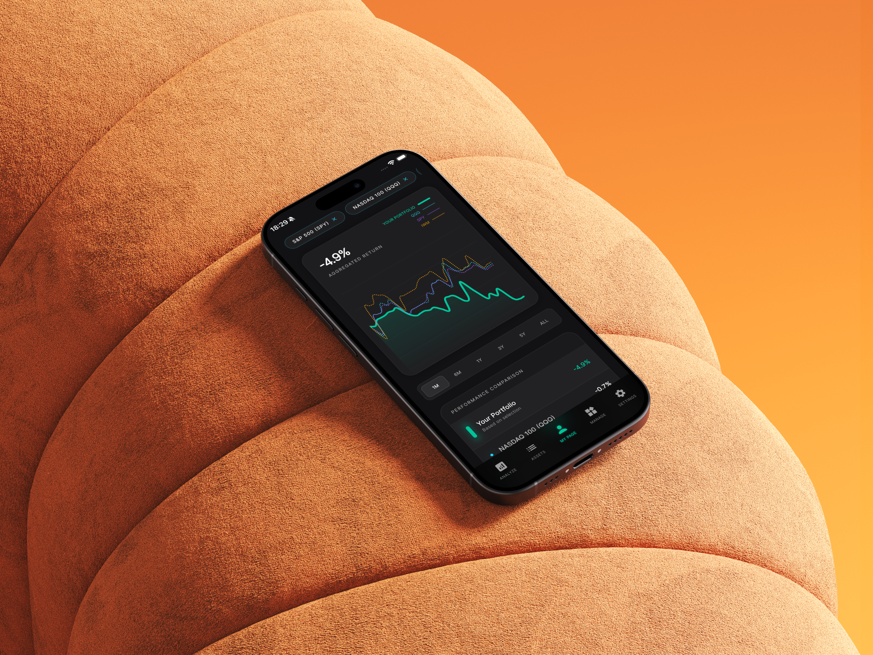 Portfolio benchmarking against S&P 500, NASDAQ in Finorra